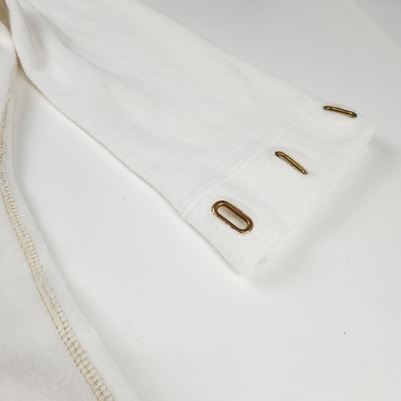 Boston Proper White Fleece Dress Gold Eyelets XXS - Picture 9 of 15